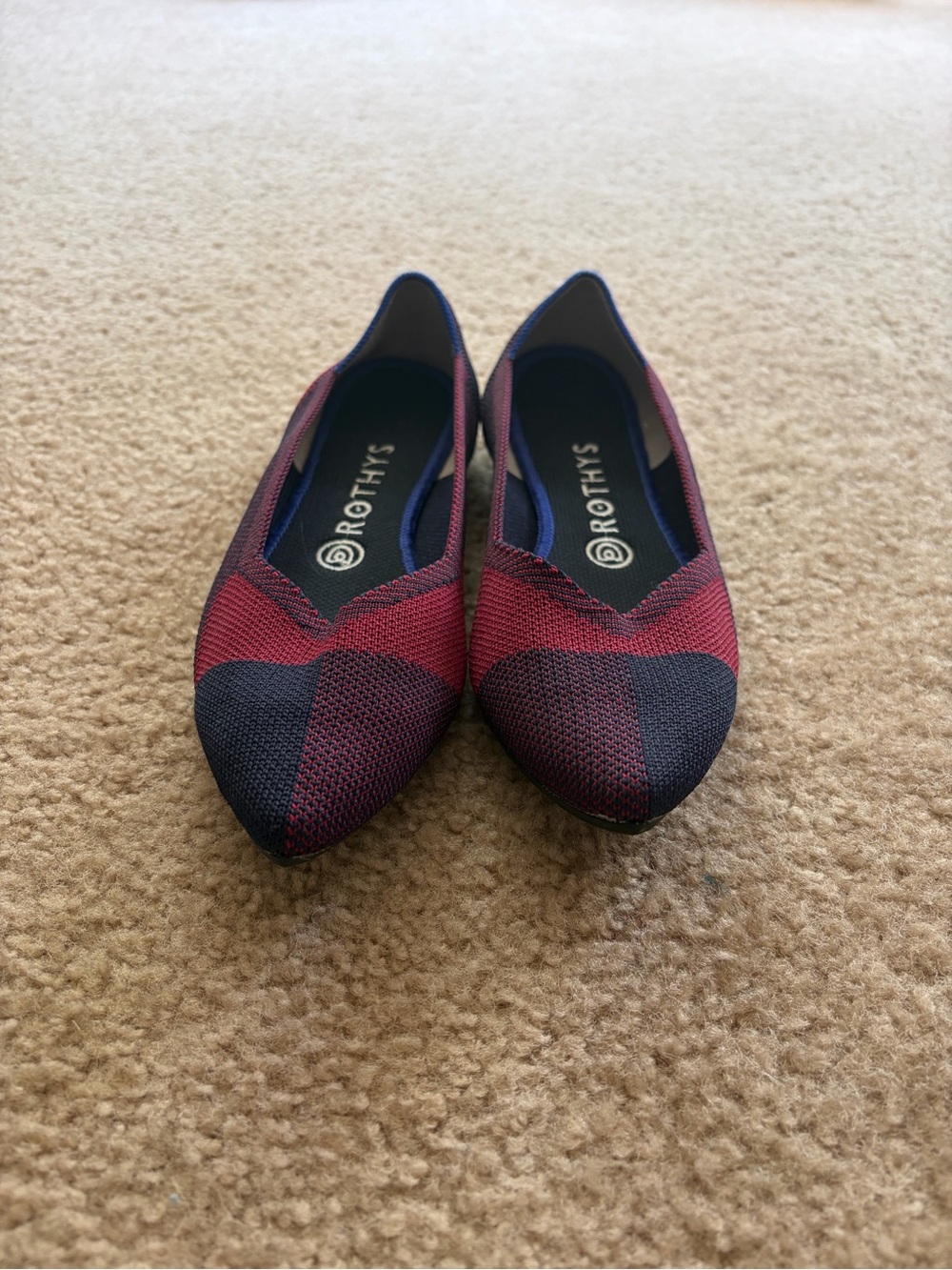 Rothy's Women's The Point Flats in Burgundy and Navy - Picture 5 of 5
